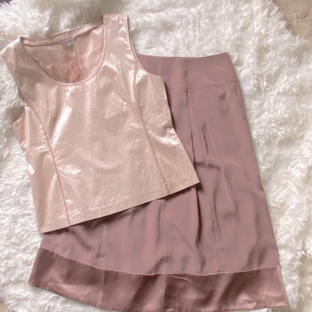 NWT Nadia Lin Designer skirt and top set, midi skirt with blouse, women’s work